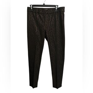 D. Exterior | Metallic Jacquard Pants Brocade Black Bronze‎ Sz 46/10